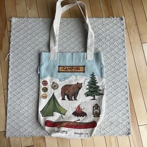 Cavallini & Co Camping Themed Tote Bag Bear, Campfire Canoe & More